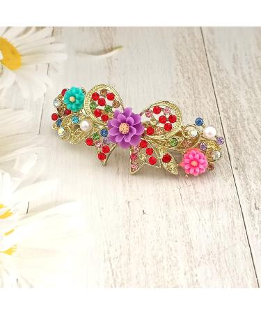 Crystal Flower Hair Barrettes Vintage Butterfly Rhinestone French Spring Clasp Claws Pearl Hair Clips Accessories for Women Girls Teens (Multi-colored) - Buy Online on SooperMarket.com