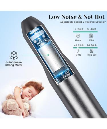 Sarmeley Electric Nail Drill Set - Professional Manicure Pedicure Kit for Acrylic Gel Nails | Portable Electric Nail File with Sanding Bands - Grey - Buy Online on SooperMarket.com