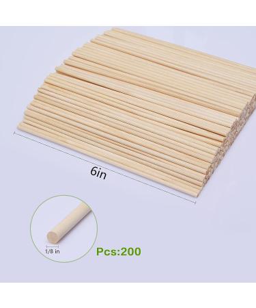 200 Pieces 6x1/8 Wooden Dowel Rods - Unfinished Hardwood Craft Sticks for DIY Crafts - Buy Online on SooperMarket.com