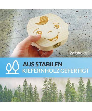 Original Zrilubkrelz Wooden Tooth Box for Children | German Milk Tooth Keepsake Gift | Personalized with Letter | 2 Versions for Boys & Girls - Buy Online on SooperMarket.com