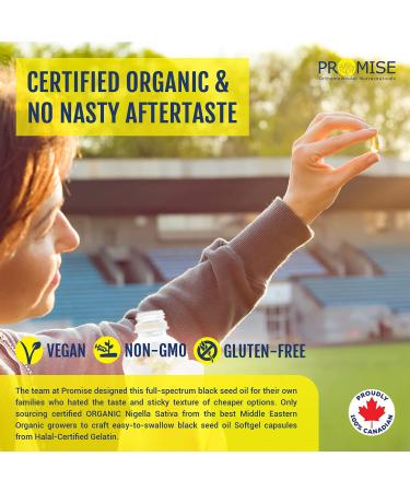 Promise Organic Black Seed 100% Pure Cold Pressed 500mg Essential Thymoquinone Made in Canada (150+50 FREE softgels) - Buy Online on SooperMarket.com