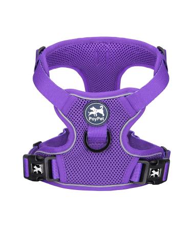POPOTET Reflecting soft breathable dog harness made of mesh suffocation -free double padded vest with adjustable neck and breast (violet m) m (1 Pack) violet