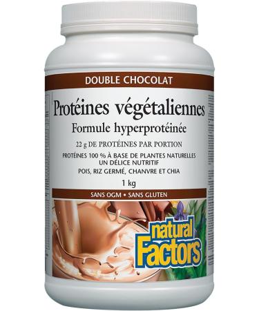 Natural Factors - Vegan Protein High Protein Formula Double Chocolate 1kg Powder - Buy Online on SooperMarket.com