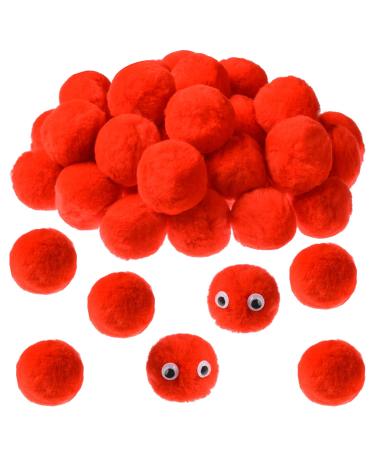 36 Pieces 2 Inch Red Pom Poms Valentine Faux Fur Pompom Ball Large Acrylic Pompoms Crafts Holiday Pom Balls Fluffy Plush Pompom for DIY Craft Valentines Day Costume Supplies Party Decorations