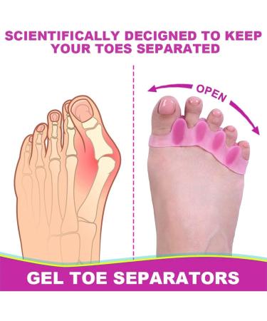 Gel Toe Spacers (2 Pair) - Bunion Corrector for Women Men - Toe Separator & Straightener - Pink - Buy Online on SooperMarket.com