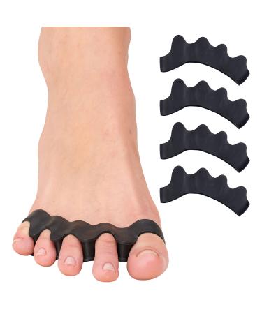 ZenToes Silicone Toe Spacers for Correct Toe Alignment, Bunion and Hammertoe Straighteners - 2 Pairs Black