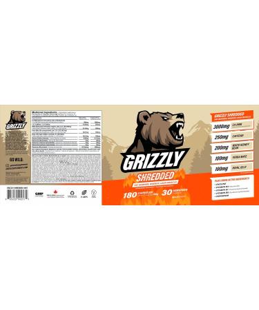GRIZZLY SHREDDED Thermogenic Fat Burner Energy Lean Muscle Caffeine HMB - Buy Online on SooperMarket.com