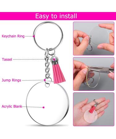 Shynek Acrylic Blank Keychains Set - 200 Clear Keychain Blanks for Vinyl with Tassels, Rings, and Jump Rings - 200 Multicolors - Buy Online on SooperMarket.com