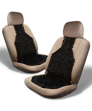 Zone Tech Wood Beaded Seat Cushion - Quality Black Premium Quality Car Massaging Double Strung Wood Beaded Seat Cushion for Stress Free All Day! (2-Pack)