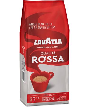 Lavazza Qualita Rossa Whole Bean Coffee Blend Medium Roast Authentic Italian Blended and Roasted in Italy Chocolate notes Full Body and Intense Aromas 340g bag - Buy Online on SooperMarket.com