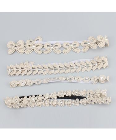 COUXILY Baby Girls Lace Flower Headband - 4 Pack Faux Leather Elastic Hairbands for Newborns & Toddlers - Perfect for Everyday & Special Occasions - Buy Online on SooperMarket.com