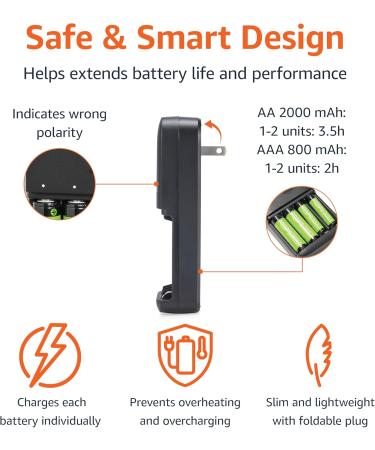 Amazon Basics NiMh Rechargeable Batteries & Charger Set - 4 AA & 4 AAA 8 Count | International Shipping Available - Buy Online on SooperMarket.com