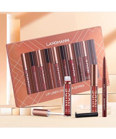 PETANSY Matte Lipstick Set - 6 Nude Liquid Lipsticks with Matching Lip Liners | Waterproof Long Lasting Lip Gloss Gift Set for Women - Buy Online on SooperMarket.com