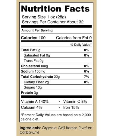 Organic Raw Goji Berries - 2 lbs/32oz USDA Certified Superfood - Non GMO, Resealable Bag - by Nutrient Elements - Buy Online on SooperMarket.com