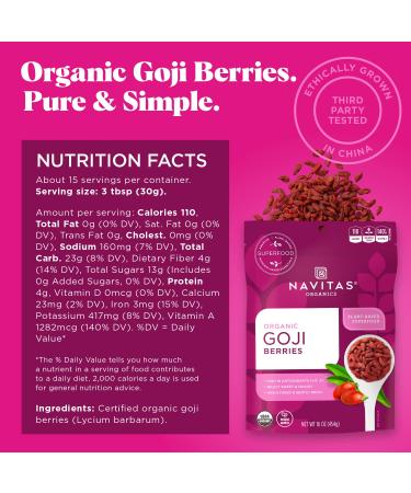 Navitas Organics Goji Berries 16 oz - Organic, Non-GMO, Sulfite-Free Superfood - Buy Online on SooperMarket.com