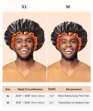 Mikimini XL Black Shower Hoods 2-Pack | Waterproof Reusable Hair Protection for Long Hair | Double-Layer Design with Bright Orange Rim - Buy Online on SooperMarket.com