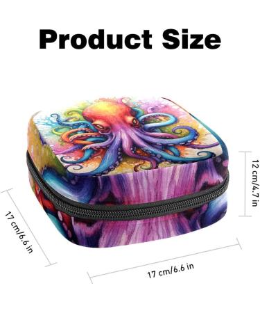 Octopus Sanitary Napkin Storage Bag - Multi-colored Portable Period Bag for Women and Teen Girls | Feminine Menstrual Cup Pouches + Nursing Pad Holder + Tampon Bags - 1Pcs - Buy Online on SooperMarket.com