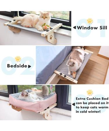 AMOSIJOY Cat Window Perch Hammock for Large Cats - Sturdy Wood & Metal Frame - Easy to Assemble Cat Bed for Windowsill, Bedside, Drawer, Cabinet - 21.7x15x6.9 - Buy Online on SooperMarket.com
