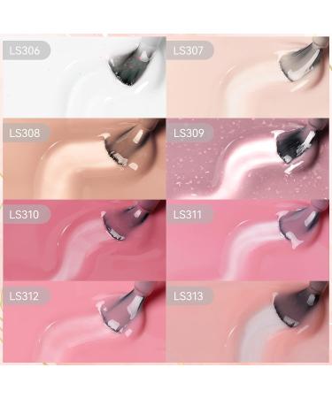 YTD Likomey Nude Gel Nail Polish Kit - 8 Colors Translucent Neutral Jelly Sheer UV Set | White Pink Glitter | 7.5ml Multicolor - Buy Online on SooperMarket.com