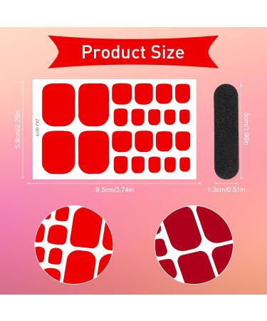 JSRQT 12 Sheets Full Toe Nail Stickers Solid Colors Toe Nail Polish Stickers Red Purple Brown Gel Nail Stickers with Nail File Full Toe Nail Wraps DIY Nail Decor Art Toenails Stickers for Women Girls - Buy Online on SooperMarket.com