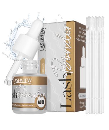 LASHVIEW Lash Bonder for Eyelash Extension Lash Sealant Glue Accelerator Super Bonder Longer Retention Low Irritation  Water Oil Proof Increase Lash Retention by up to 30% Aloe (20ml) 20ml-Aloe