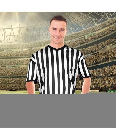 Facynde Striped Referee Shirt for Men | V-Neck XXL - Ideal for Football Basketball & Sports - Buy Online on SooperMarket.com