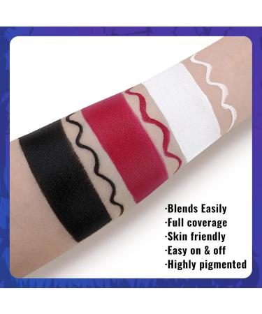 Buy Black White Red Face Paint Kit - Includes 3 Sponges & Brush | Perfect for Baseball Softball Halloween Makeup Cosplay & Theme Parties - Buy Online on SooperMarket.com