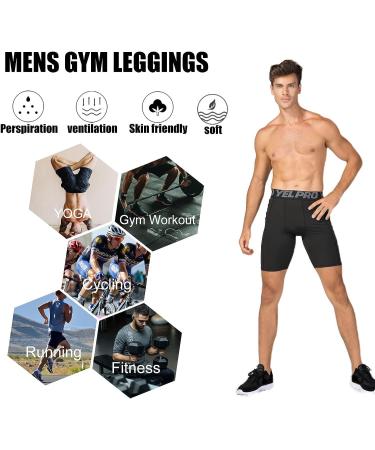 YUSHOW Men's Compression Shorts with Pocket - Quick Dry Spandex Sports Running Underwear - Black, Medium - Buy Online on SooperMarket.com