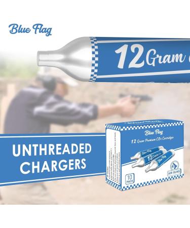 BLUE FLAG 12-Gram CO2 Cartridges - 10 Pack for Pellet, BB, and Airsoft Guns - Buy Online on SooperMarket.com
