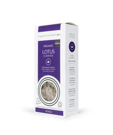 Tea With Intention - Organic Lotus Claritea (Peace) - De-Stress & Sleep Easy. Adaptogen Superblend. Chamomile Lavender Lemon Balm Valerian (14 Bags) (Lavender)