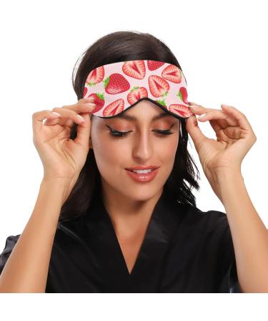 Haskirky Light Blocking Eye Mask for Men and Women - Breathable & Adjustable Travel, Yoga, Meditation, Office - Red Strawberry - Buy Online on SooperMarket.com