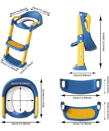 YMINA Potty Training Seat with Step Stool Ladder for Boys Girls - Blue, Foldable, Adjustable, Anti-Slip Pad - Kids Toilet Seat with Handles & Splash Guard - Buy Online on SooperMarket.com