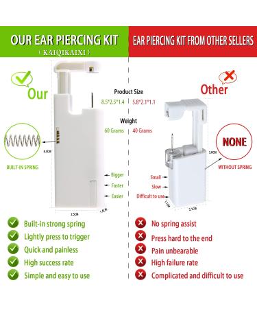 2Pcs Disposable Aseptic Ear Piercing Kit with Built-in Silver 4mm Ear Studs - Buy Online on SooperMarket.com