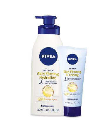 NIVEA Skin Firming Body Lotion Variety Pack with 16.9 Fl Oz Hydrating Body Lotion and 6.7 Oz Skin Firming Gel Cream