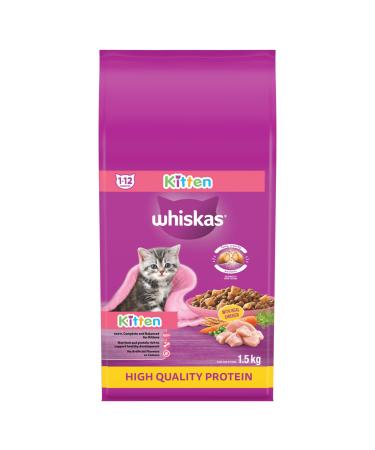 Whiskas Kitten Dry Cat Food With Real Chicken 1.5 kg Bag