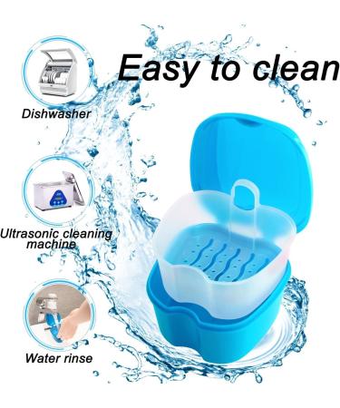Denture Case Orthodontic Dental Retainer Box False Teeth Storage Container Dentures Container with Filter for Home & Travel Blue1 - Buy Online on SooperMarket.com