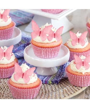 48 Edible Pink Butterflies - Alegre Butterflies TorteDeco | Cake & Cupcake Toppers for Weddings & Baby Showers - Buy Online on SooperMarket.com