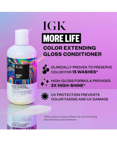 IGK MORE LIFE Gloss Shampoo & Conditioner Set | Color Safe Hair Care | UV Protection | Vegan & Cruelty-Free | 8 oz | International Shipping Available - Buy Online on SooperMarket.com
