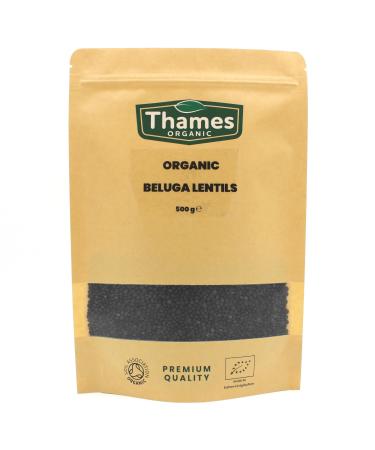 Organic Beluga Lentils 500g - No Additives No Preservatives Raw Vegan GMO-Free Certified Organic - Perfect for Soups Salads Meals - Thames Organic 500.00 g (Pack of 1)