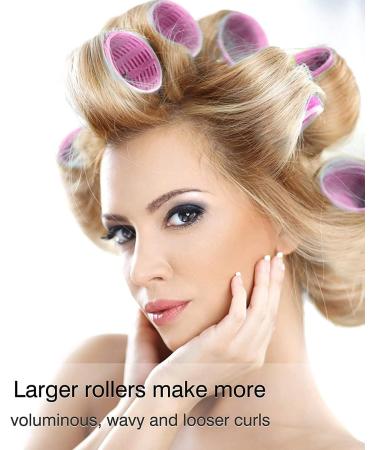 Jumbo Hair Rollers Set Hair Rollers Self Grip Curlers For Long Hair No Heat Curlers Heatless Hair Rollers With Clips & Comb 24 Packs (Blue Purple Red Green 24Pcs) - Buy Online on SooperMarket.com