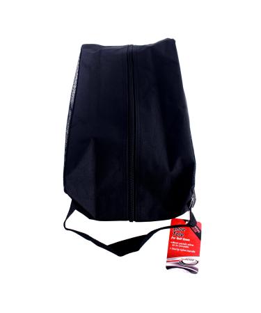 Black Zippered Shoe Tote with Handle and Mesh Panels