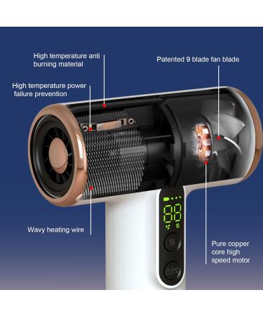 Cordless Hair Dryer USB Rechargeable Fast Drying Portable Blow Dryer with 15000mAh Battery Capacity for Dormitory Travel Outdoor - Buy Online on SooperMarket.com