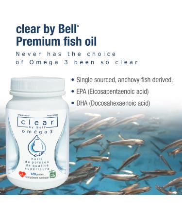 clear by Bell Omega 3 - Pure Premium Fish Oil for Men and Women - Cholesterol Free - Low Repeat and Smell - 120 Softgels 120 count (Pack of 1) - Buy Online on SooperMarket.com