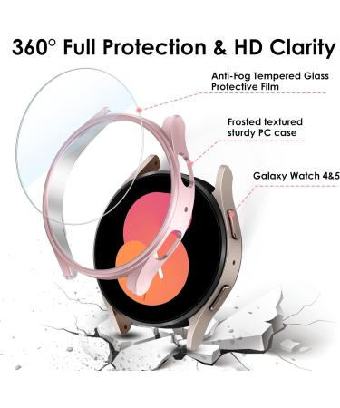 KIMILAR 5+5 Pack Galaxy Watch 5/4 Screen Protector Case 40mm - Anti-Fog Tempered Glass & PC Bumper for Samsung Galaxy Watch 5 40mm and Galaxy Watch 4 40mm - Black/Silver/Clear/Rose Gold/Pink - Buy Online on SooperMarket.com