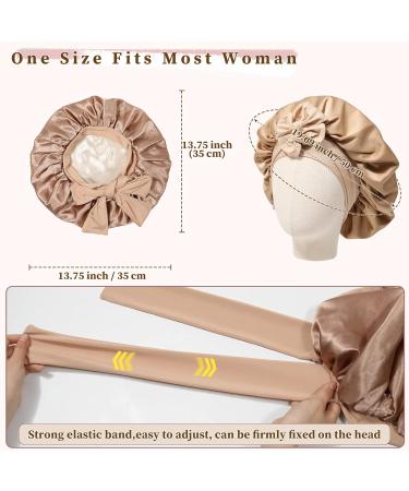 Welrog Satin Hair Hood for Women - Double-Sided Silk Bonnet for Sleeping & Hair Protection - Coffee/Beige Color - Buy Online on SooperMarket.com