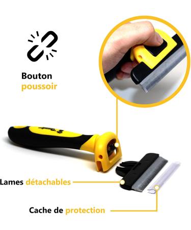 Thunderpaws Professional De-Shedding Tool for Dogs and Cats - Small to Large Breeds - Short or Long Hair - Yellow - Buy Online on SooperMarket.com