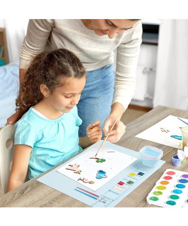 Silicone Art Mat with Cup - Painting, Resin Casting, and Crafts - Artist Mat with Pen Holders for Kids - Clay, DIY Creations, Play Doh - Blue - Buy Online on SooperMarket.com
