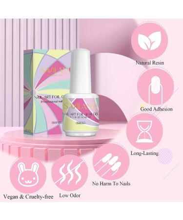 Saviland Nail Foil Glue - 15ml Transfer Gel for Nail Foil Sheets | Acrylic Nail Kit | DIY Manicure Decoration - Buy Online on SooperMarket.com