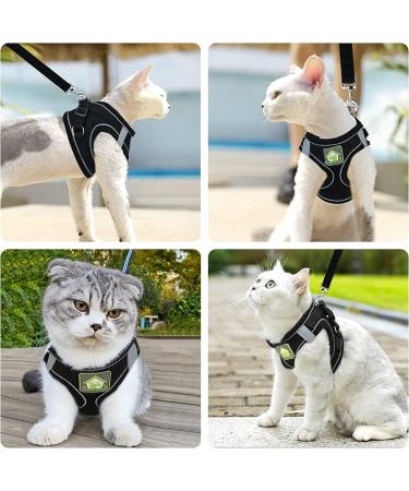 Adjustable Cat Dishes Set - Reflective Soft Lining & Breathable Mesh for Outdoor Training | M Size (Black) - Buy Online on SooperMarket.com