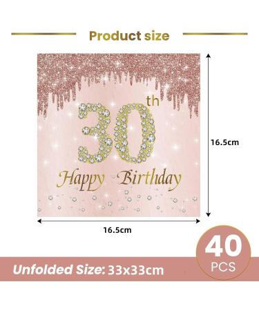 40 Pink Napkins for 30th Birthday - Premium 33x33cm Party Decor for Men & Women - Buy Online on SooperMarket.com